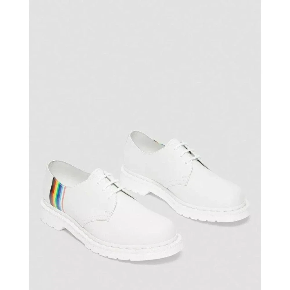 Dr. Martens 1461 Pride Shoes US M4 US W5 White Leather Rainbow Stripe  NEW IN BX